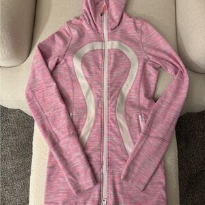 Lululemon Jacket In Stride Pink Wee Are From Space Dyed Stripe Full Zip Sz 2